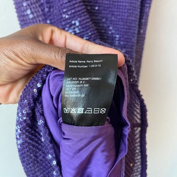 Gauge81 Dress Perry Purple Ruched Sequined Sleeveless Mini Party Dress Size S - Picture 8 of 8